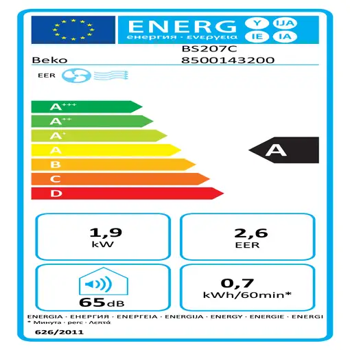 Beko BS207C aire acondicionado portátil 65 dB Blanco