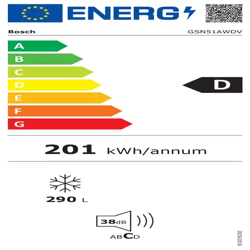 Bosch Serie 6 GSN51AWDV congelador Congelador vertical Independiente 290 L Blanco