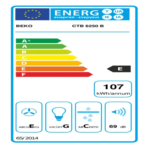 Beko CTB6250B campana Semintegrada (extraíble) Negro 420 m³/h