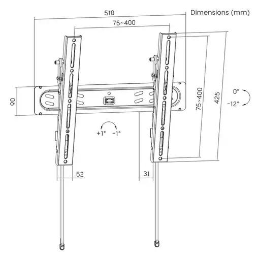 Gembird WM-65T-PRO-01 soporte para TV 165,1 cm (65") Negro