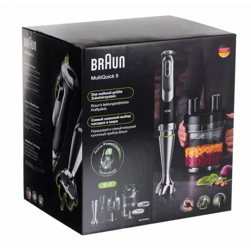 Batidora de mano 1200 W, con accesorios, Minipimer MultiQuick 9 MQ9195XLI BRAUN