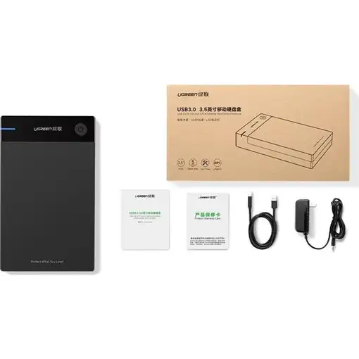 Ugreen 50422 caja para disco duro externo Carcasa de disco duro/SSD Negro 2.5/3.5''