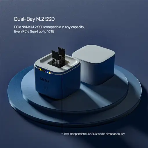 UNITEK SyncStation Marshmallow M.2 USB 3.2 Gen 2 (3.1 Gen 2) Type-C Blanco