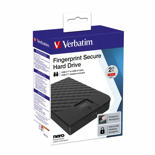 Verbatim Disco duro portátil Fingerprint Secure de 2 TB