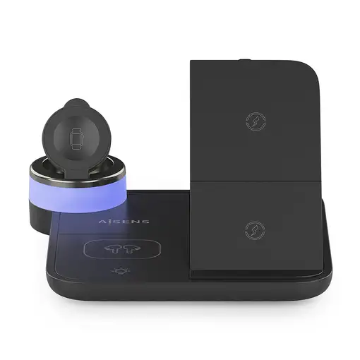 AISENS Cargador Inalambrico USB-C 4 en 1 De 15W Para Movil, Apple Watch, Auricular