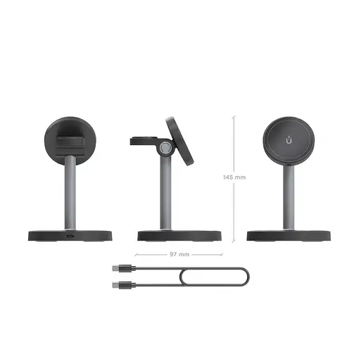 AISENS Cargador Inalambrico USB-C 4 en 1 De 15W Para Movil, Apple Watch, Auricular