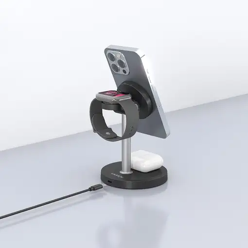 AISENS Cargador Inalambrico USB-C 4 en 1 De 15W Para Movil, Apple Watch, Auricular