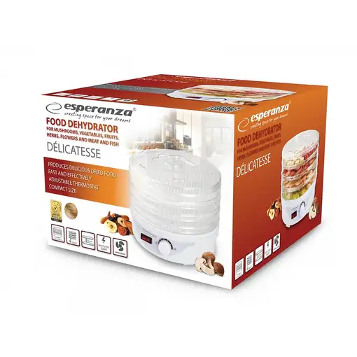 Esperanza EKD003 deshidratador de alimentos Transparente, Blanco 250 W
