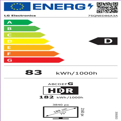 Televisor QNED 75" 4K Ultra HD Negro Smart 75QNED86A3A LG