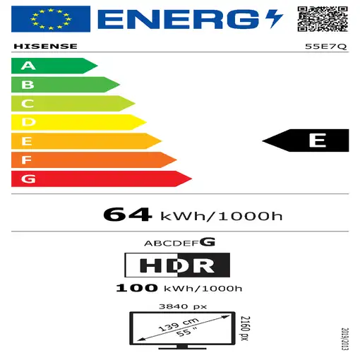 Televisor QLED 55" 4K Ultra HD Negro Smart 20015899 HISENSE