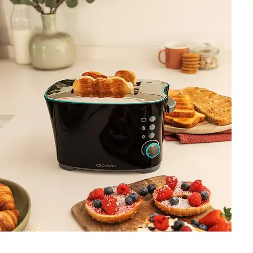 Cecotec 02184 tostadora 7 2 rebanada(s) 650 W Negro, Acero inoxidable