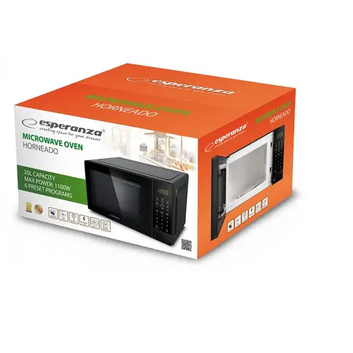 Esperanza EKO009 microondas Negro Solo microondas Encimera 20 L 700 W