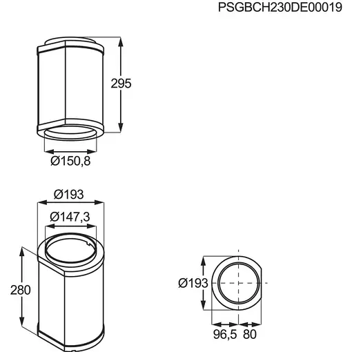 Electrolux M8CKSL28 Caja pasamuros para salida de ventilación de campana extractor