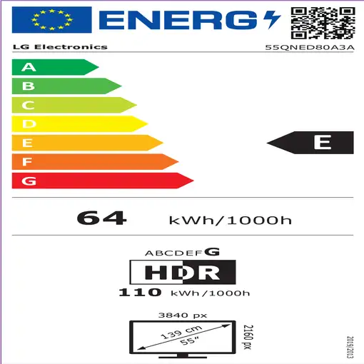 Televisor QNED 55" 4K Ultra HD Negro Smart 55QNED80A3A LG