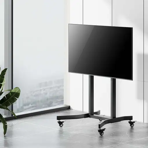 AISENS Soporte de suelo motorizado pro con ruedas para monitor/TV 120kg de 55-100