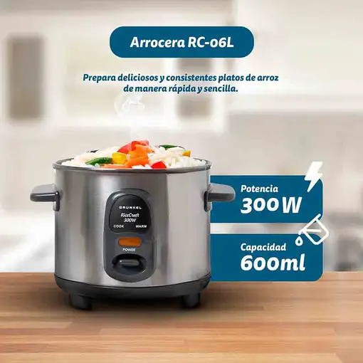Arrocera eléctrica de 600 ml, 300 W, RC-06L GRUNKEL