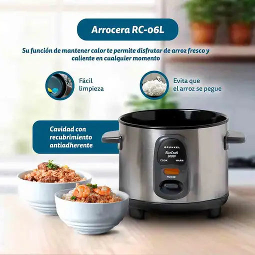 Arrocera eléctrica de 600 ml, 300 W, RC-06L GRUNKEL