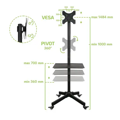 Techly ICA-TR20 soporte para TV 94 cm (37") Negro