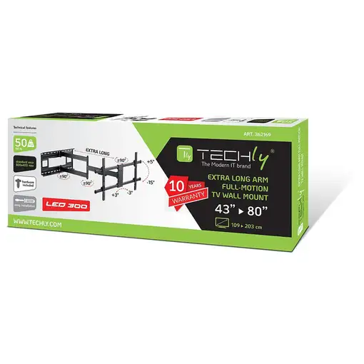 Techly ICA-PLB 490 soporte para TV 2,03 m (80") Negro