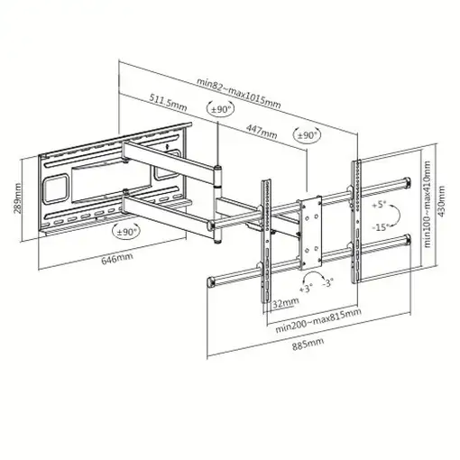 Techly ICA-PLB 490 soporte para TV 2,03 m (80") Negro