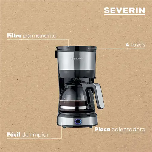 Cafeteras goteo Semi-automática Negro 4 cups KA 4808 SEVERIN