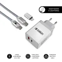 Cargador Pared Smart Charger Pd25W+Qc3.0+C To C/Lightning Cable  Blanco