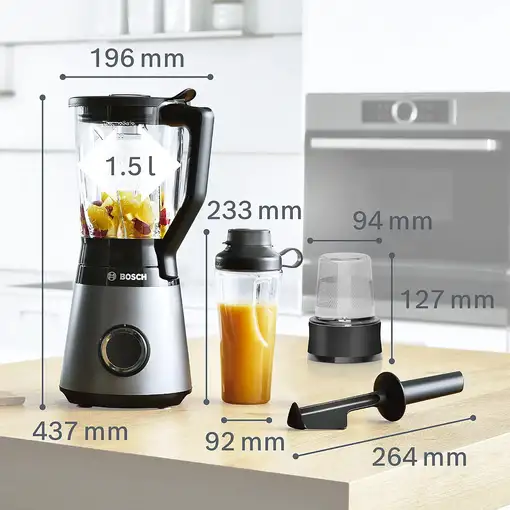 Bosch Serie 4 MMB6177S licuadora 1,5 L Batidora de vaso 1200 W Negro, Plata