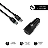 Cargador De Coche Dual Pd20W + Qc3.0 + C To C/Lightning  Negro