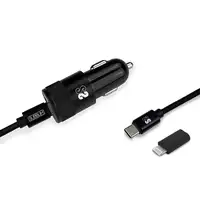 Cargador De Coche Dual Pd20W + Qc3.0 + C To C/Lightning Negro Cargador De Coche Dual Pd20W + Qc3.0 + C To C/Lightning Negro