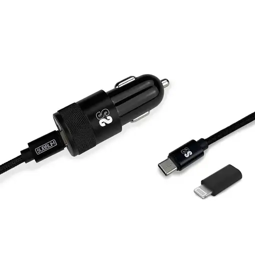 Cargador De Coche Dual Pd20W + Qc3.0 + C To C/Lightning Negro