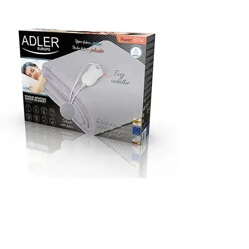 Manta eléctrica 60W 4 temperaturas poliéster gris x150 cm AD 7425 ADLER