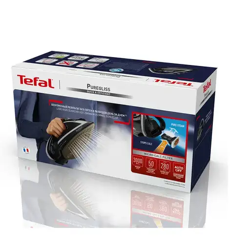 Plancha vapor-seco durilium airglide autoclean soleplate 3000W Negro FV8062E0TEFAL