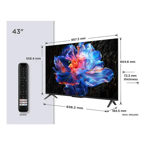 Televisor LED 43" 4K Ultra HD Negro Smart 43P69K TCL
