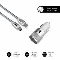 Cargador De Coche Dual Pd20W + Qc3.0 + C To C/Lightning – Plata