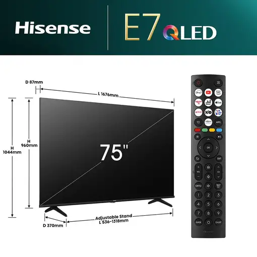 Televisor LED 75" 4K Ultra HD Negro Smart 20014293 HISENSE