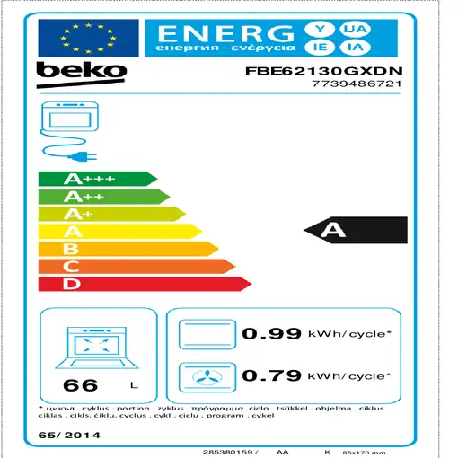 Cocina independiente encimera de gas 4 zone(s) horno eléctrico Negro FBE62130