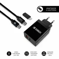 Cargador Pared Smart Charger Pd25W+Qc3.0+C To C/Lightning Cable  Negro