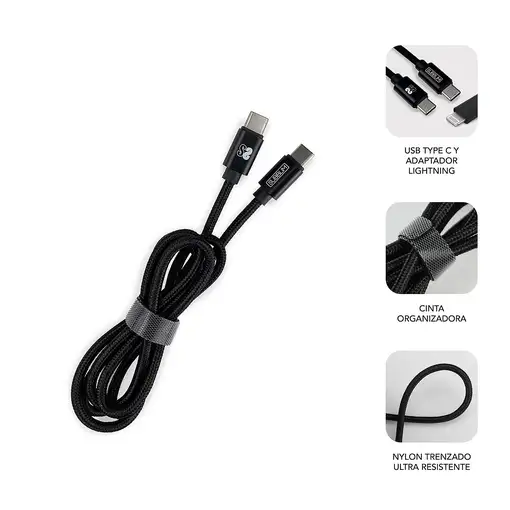 Cargador Pared Smart Charger Pd25W+Qc3.0+C To C/Lightning Cable  Negro