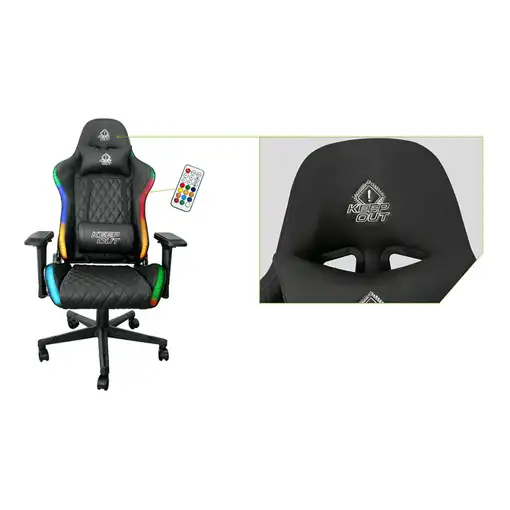 KeepOut XSPRO-RGB silla para videojuegos Butaca para jugar Asiento acolchado Negro