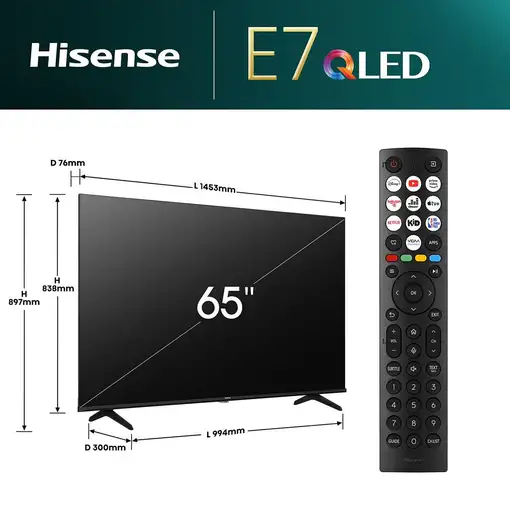 Televisor QLED 65'' 4K Ultra HD Negro Smart 20013280 HISENSE