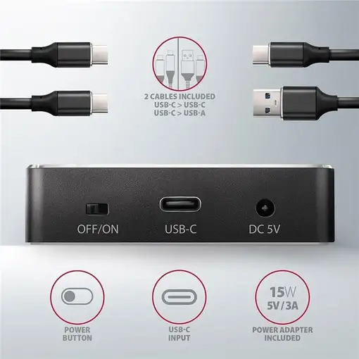 Axagon ADSA-M2C base de conexión para disco duro USB 3.2 Gen 2 (3.1 Gen 2) Type-C
