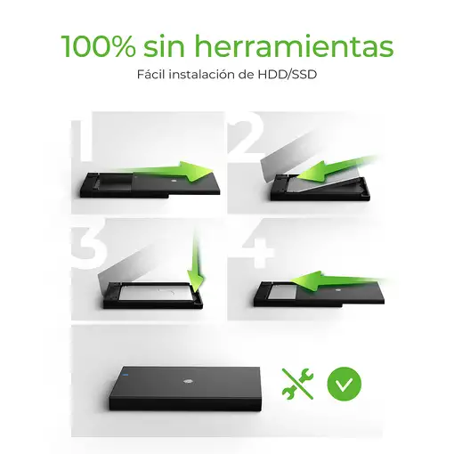 ICY BOX IB-200T-C3 Caja externa para unidad de estado sólido (SSD) Negro 2.5"