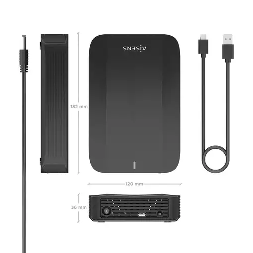 AISENS Caja Externa, 3,5"; SATA a USB-C USB3.1 GEN1, Negro