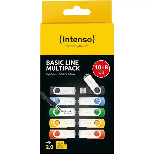 Intenso Basic Line unidad flash USB 8 GB USB tipo A 2.0 Negro, Azul, Verde,Naranja