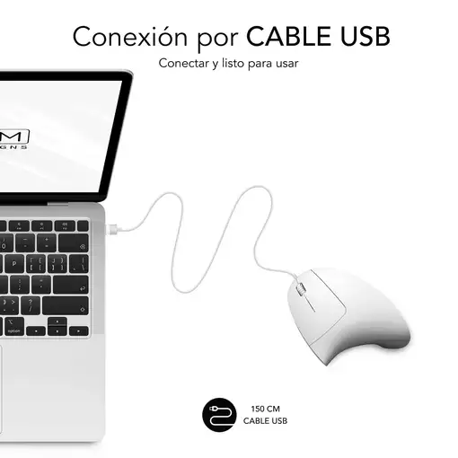 Ratón Glide Vertical Ergo Wired Mouse Blanco