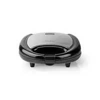 Nedis KAWP200BK gofrera 2 barquillo(s) 750 W Negro, Plata