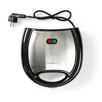 Nedis KAWP200BK gofrera 2 barquillo(s) 750 W Negro, Plata