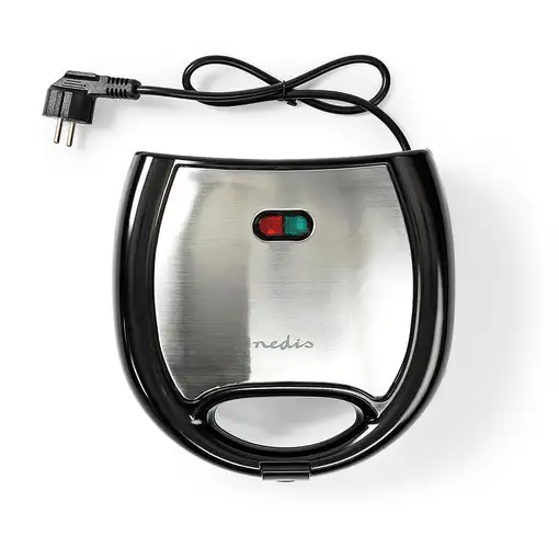 Nedis KAWP200BK gofrera 2 barquillo(s) 750 W Negro, Plata