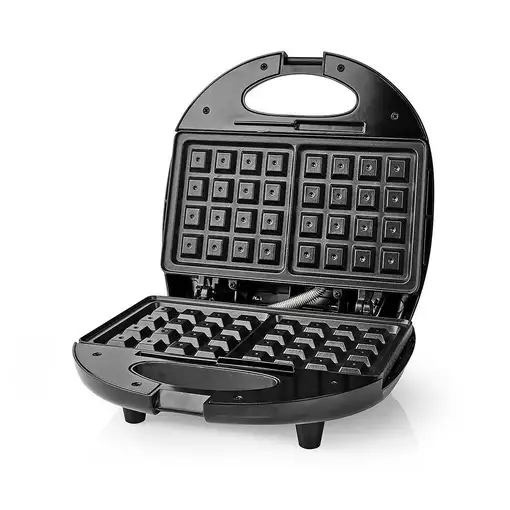 Nedis KAWP200BK gofrera 2 barquillo(s) 750 W Negro, Plata