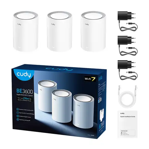 Cudy M3600 Doble banda (2,4 GHz / 5 GHz) Wi-Fi 7 (802.11be) Blanco 3 Interno